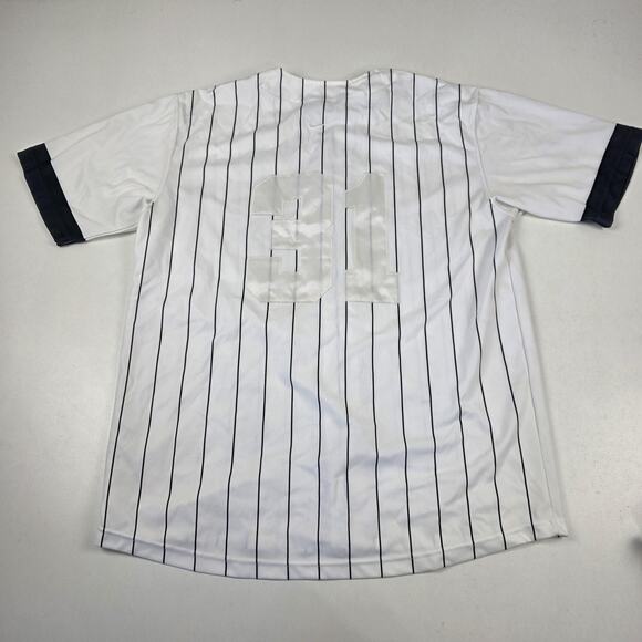 Vtg Y2k Nike Jersey Shirt Mens Extra Large Pinstripe Button Up 31 Baseball 90s - Picture 11 of 12